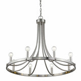 Silver Candle Style Eight Light Metal Dimmable Chandelier - Homeroots