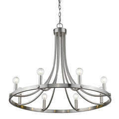 Silver Candle Style Eight Light Metal Dimmable Chandelier - Homeroots