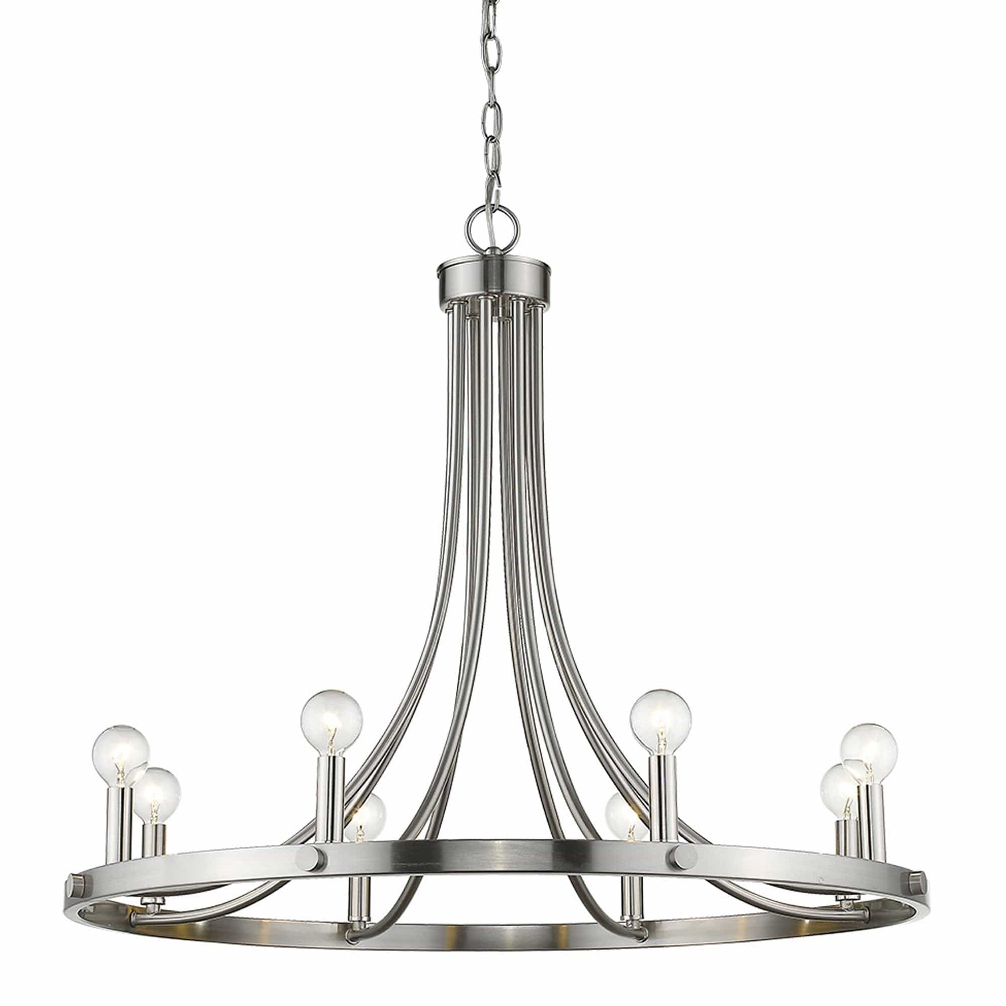 Silver Candle Style Eight Light Metal Dimmable Chandelier - Homeroots