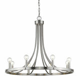 Silver Candle Style Eight Light Metal Dimmable Chandelier - Homeroots