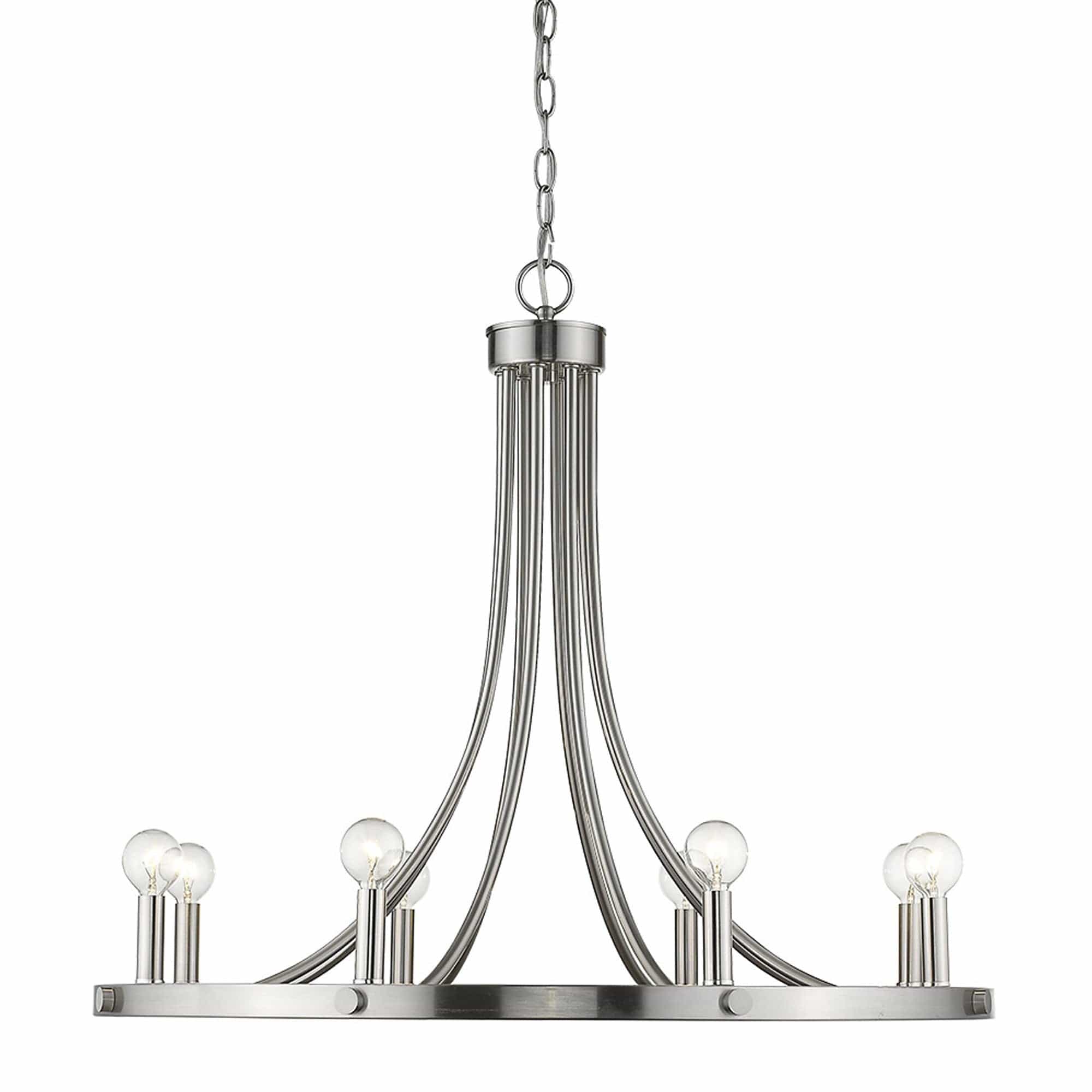 Silver Candle Style Eight Light Metal Dimmable Chandelier - Homeroots