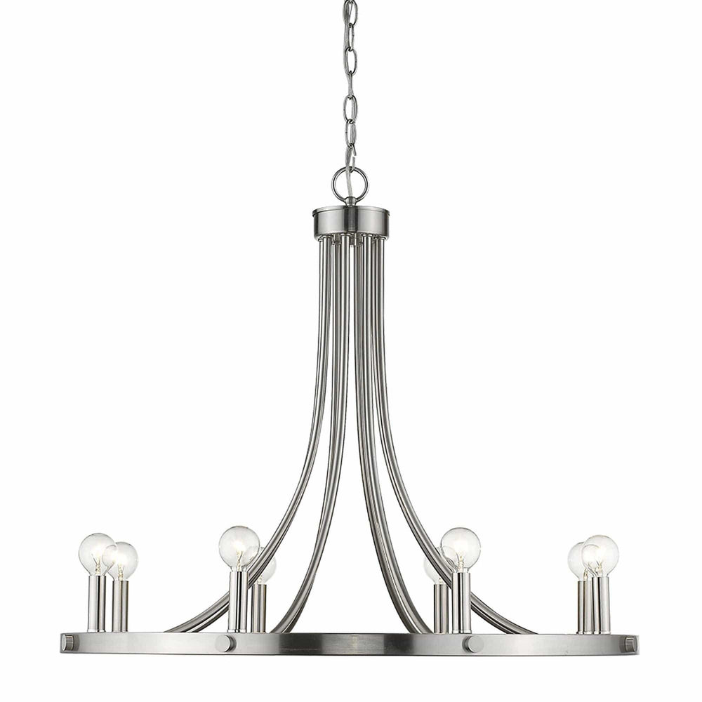 Silver Candle Style Eight Light Metal Dimmable Chandelier - Homeroots - Flyclothing LLC