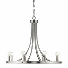 Silver Candle Style Eight Light Metal Dimmable Chandelier - Homeroots