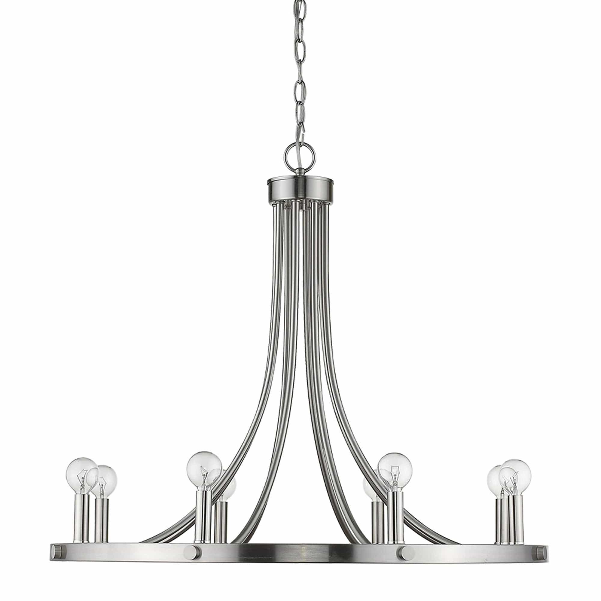 Silver Candle Style Eight Light Metal Dimmable Chandelier - Homeroots