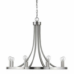 Silver Candle Style Eight Light Metal Dimmable Chandelier - Homeroots