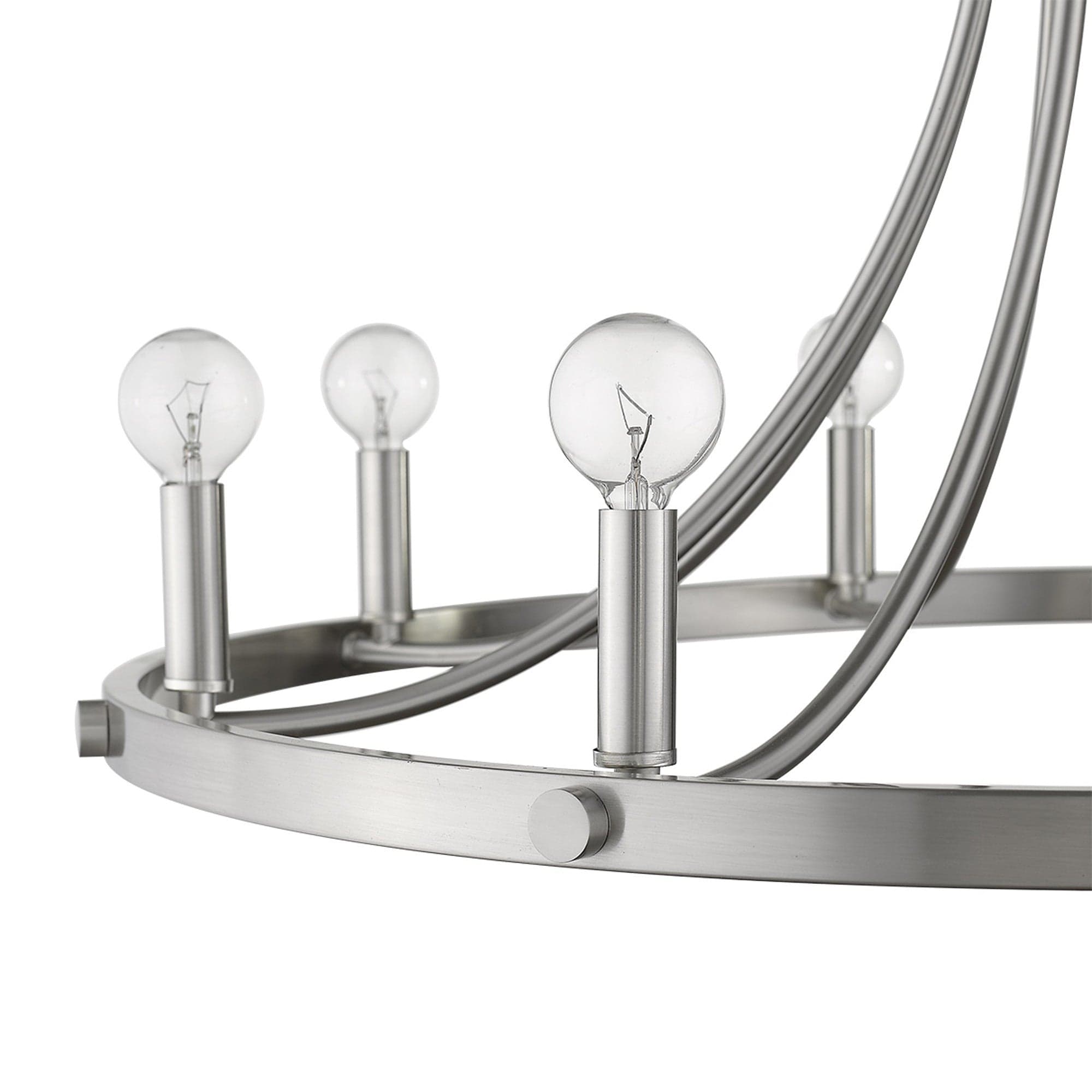 Silver Candle Style Eight Light Metal Dimmable Chandelier - Homeroots