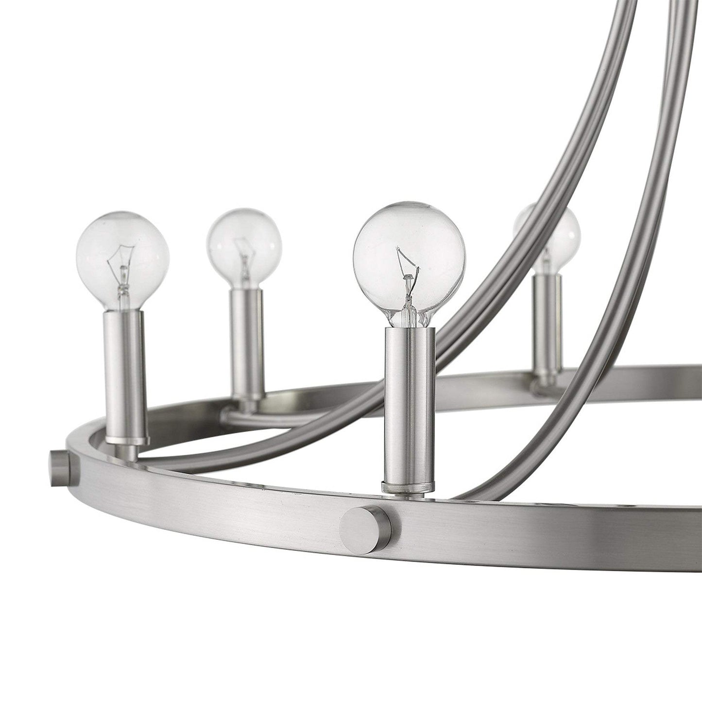 Silver Candle Style Eight Light Metal Dimmable Chandelier - Homeroots - Flyclothing LLC