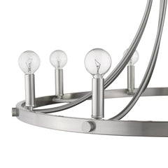 Silver Candle Style Eight Light Metal Dimmable Chandelier - Homeroots