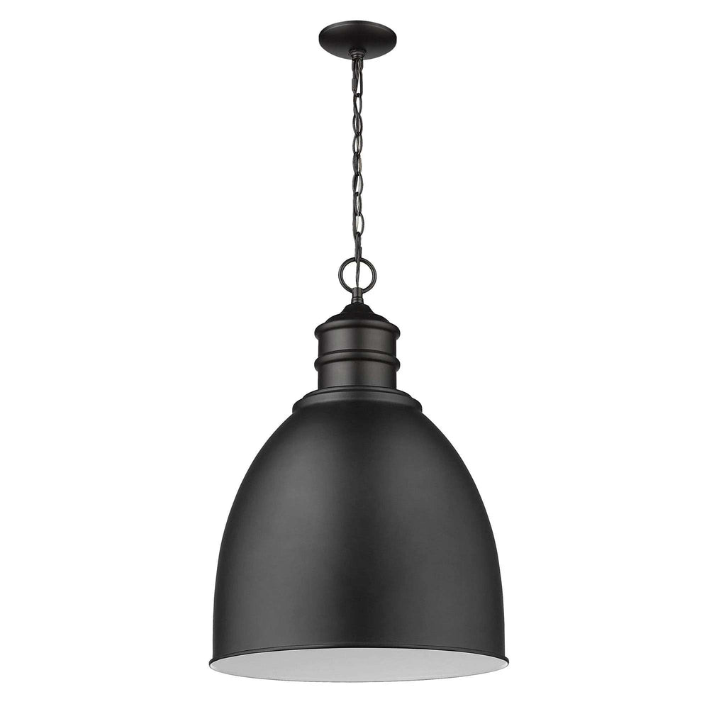 Colby 1-Light Matte Black Pendant With Gloss White Interior Shade - Homeroots - Flyclothing LLC