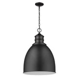 Colby 1-Light Matte Black Pendant With Gloss White Interior Shade - Homeroots