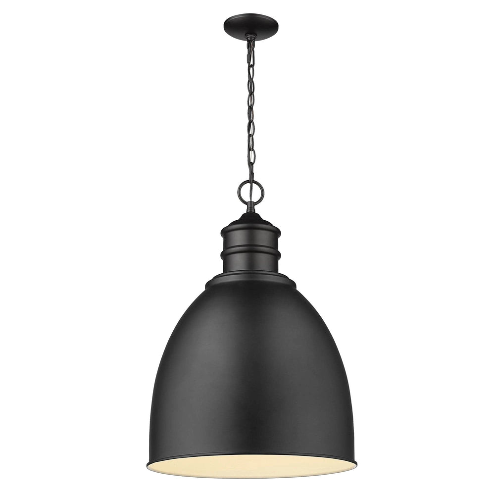Colby 1-Light Matte Black Pendant With Gloss White Interior Shade - Homeroots