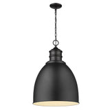 Colby 1-Light Matte Black Pendant With Gloss White Interior Shade - Homeroots