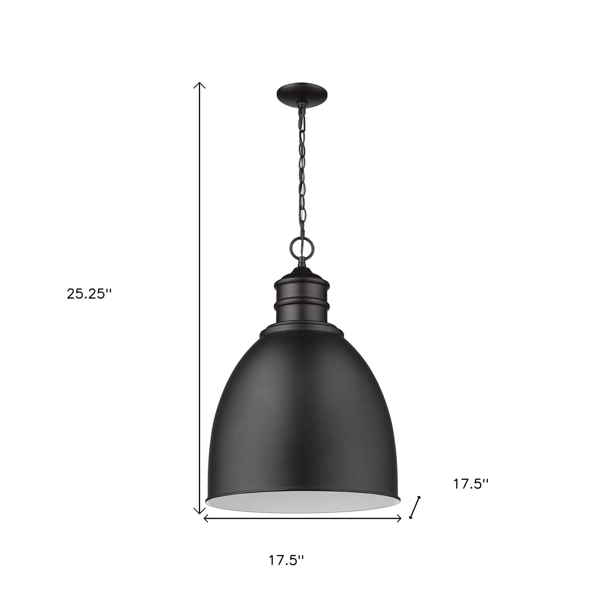 Colby 1-Light Matte Black Pendant With Gloss White Interior Shade - Homeroots - Flyclothing LLC