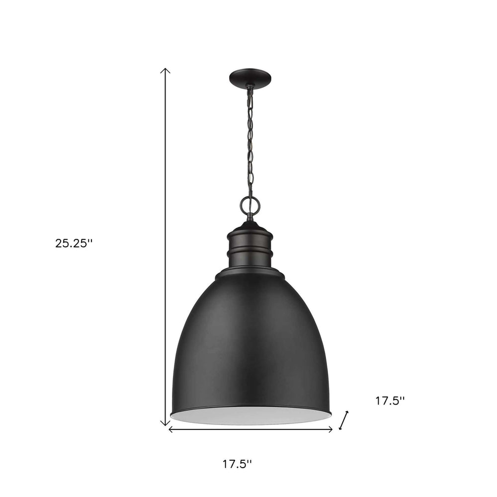 Colby 1-Light Matte Black Pendant With Gloss White Interior Shade - Homeroots - Flyclothing LLC