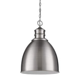 Colby 1-Light Satin Nickel Pendant With Gloss White Interior Shade - Homeroots - Flyclothing LLC