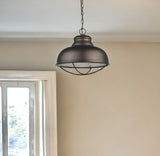 Ansen 1-Light Oil-Rubbed Bronze Pendant With Gloss White Interior Shade - Homeroots