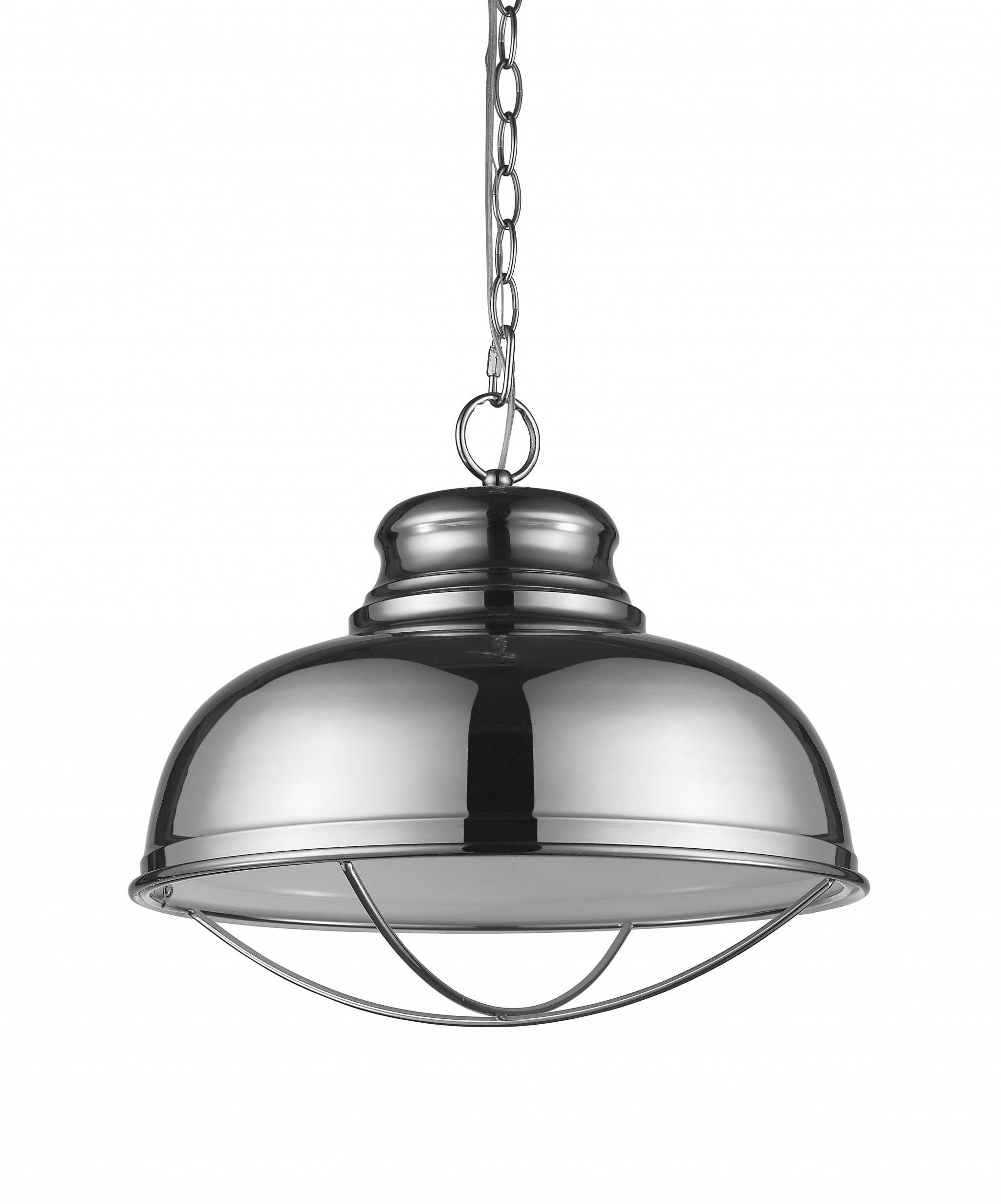 Ansen 1-Light Polished Nickel Pendant With Gloss White Interior Shade - Homeroots - Flyclothing LLC