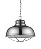 Ansen 1-Light Polished Nickel Pendant With Gloss White Interior Shade - Homeroots
