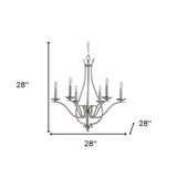 Nickel Candle Style Six Light Metal Dimmable Chandelier - Homeroots - Flyclothing LLC