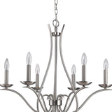 Nickel Candle Style Six Light Metal Dimmable Chandelier - Homeroots