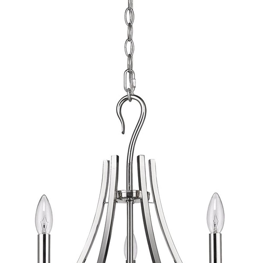 Nickel Candle Style Five Light Metal Dimmable Chandelier - Homeroots