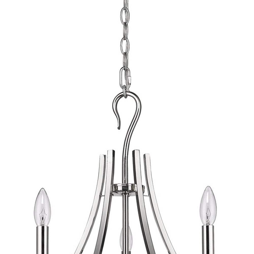 Nickel Candle Style Five Light Metal Dimmable Chandelier - Homeroots - Flyclothing LLC
