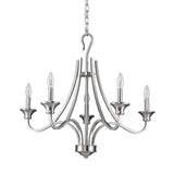Silver Candle Style Five Light Metal Dimmable Chandelier - Homeroots - Flyclothing LLC
