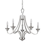 Silver Candle Style Five Light Metal Dimmable Chandelier - Homeroots
