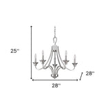 Silver Candle Style Five Light Metal Dimmable Chandelier - Homeroots - Flyclothing LLC