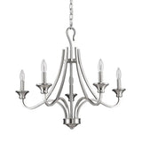 Silver Candle Style Five Light Metal Dimmable Chandelier - Homeroots