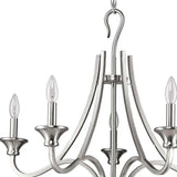 Silver Candle Style Five Light Metal Dimmable Chandelier - Homeroots - Flyclothing LLC