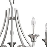 Silver Candle Style Five Light Metal Dimmable Chandelier - Homeroots