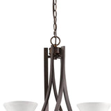 Bronze Candle Style Five Light Frosted Metal Dimmable Chandelier With White Shades - Homeroots