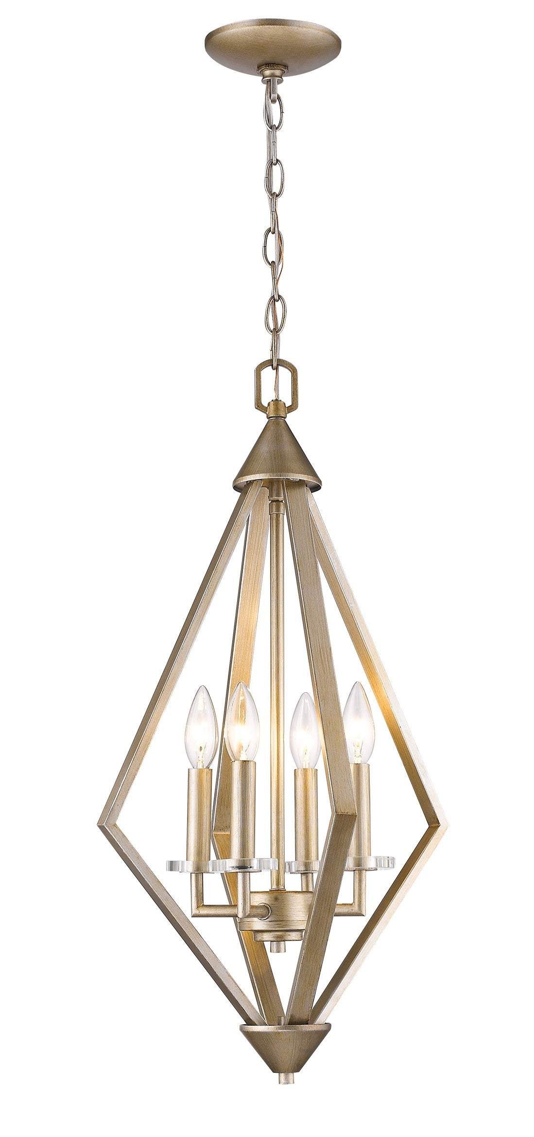 Easton 4-Light Washed Gold Pendant With Crystal Bobeches - Homeroots - Flyclothing LLC