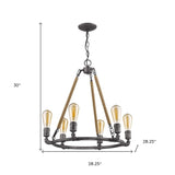 Brown and Black Candle Style Six Light Metal Dimmable Chandelier - Homeroots - Flyclothing LLC