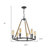 Brown and Black Candle Style Six Light Metal Dimmable Chandelier - Homeroots