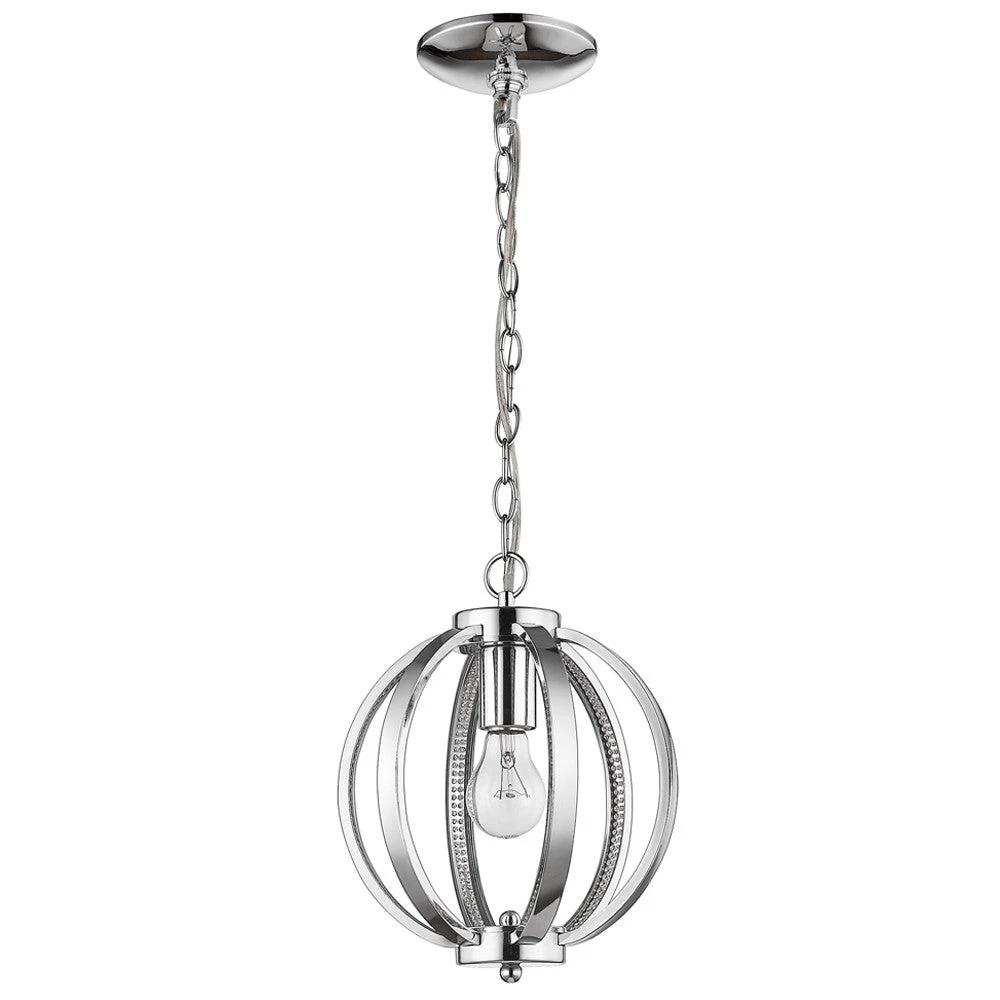 Nevaeh 1-Light Chrome Globe Pendant With Crystal Accents - Homeroots - Flyclothing LLC
