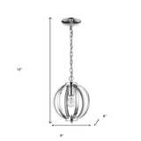 Nevaeh 1-Light Chrome Globe Pendant With Crystal Accents - Homeroots - Flyclothing LLC