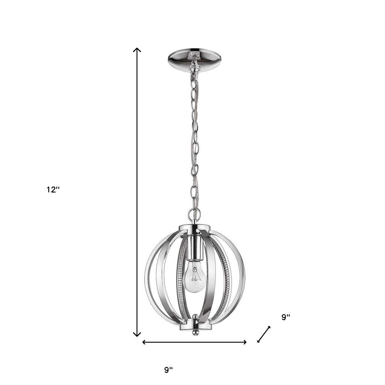 Nevaeh 1-Light Chrome Globe Pendant With Crystal Accents - Homeroots - Flyclothing LLC