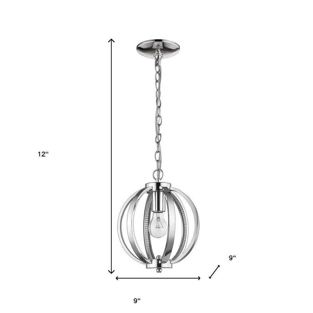 Nevaeh 1-Light Chrome Globe Pendant With Crystal Accents - Homeroots - Flyclothing LLC