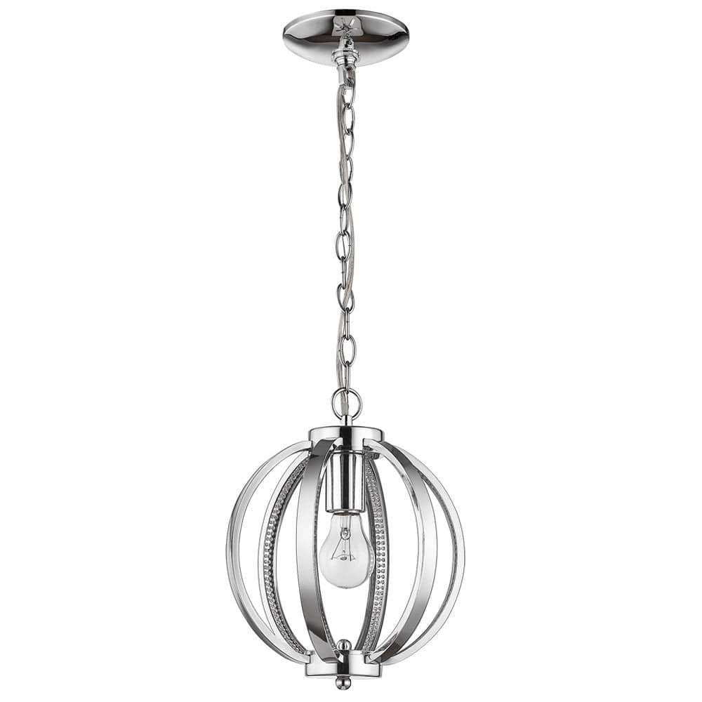 Nevaeh 1-Light Chrome Globe Pendant With Crystal Accents - Homeroots