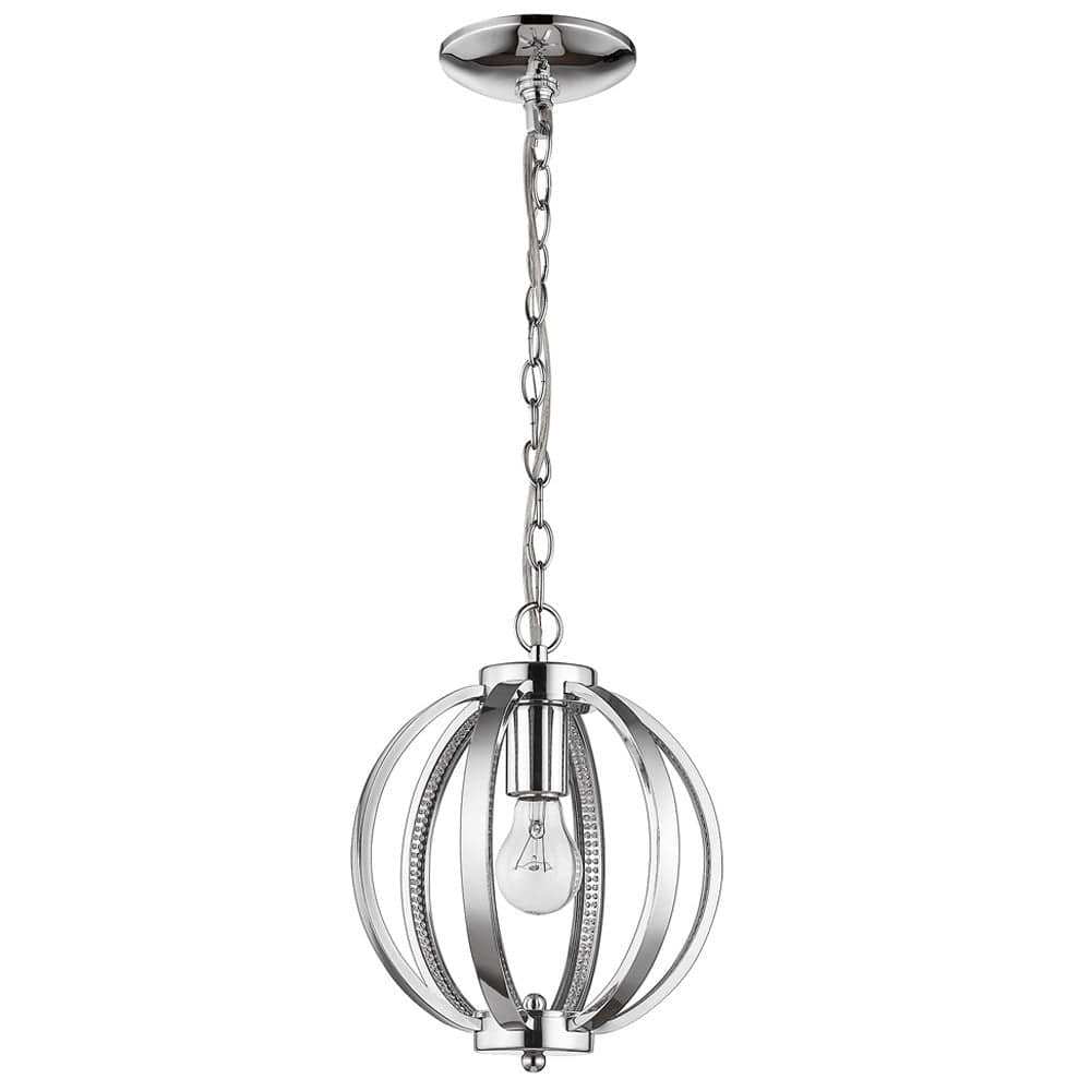 Nevaeh 1-Light Chrome Globe Pendant With Crystal Accents - Homeroots - Flyclothing LLC