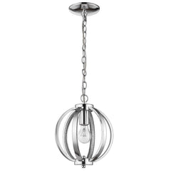 Nevaeh 1-Light Chrome Globe Pendant With Crystal Accents - Homeroots