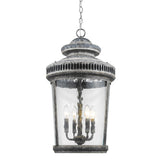 Kingston 4-Light Antique Lead Foyer Pendant With Curved Water Glass Panes - Homeroots