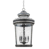 Kingston 4-Light Antique Lead Foyer Pendant With Curved Water Glass Panes - Homeroots