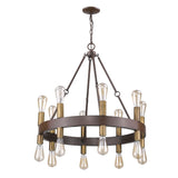 Brown and Black Candle Style Multi Light Metal Dimmable Chandelier - Homeroots