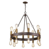 Brown and Black Candle Style Multi Light Metal Dimmable Chandelier - Homeroots