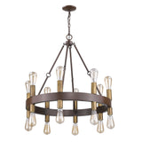 Brown and Black Candle Style Multi Light Metal Dimmable Chandelier - Homeroots