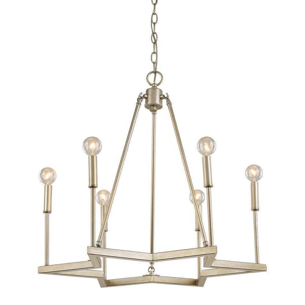 Gold Candle Style Six Light Metal Dimmable Chandelier - Homeroots - Flyclothing LLC
