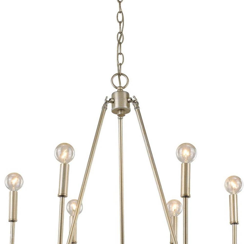 Gold Candle Style Six Light Metal Dimmable Chandelier - Homeroots - Flyclothing LLC